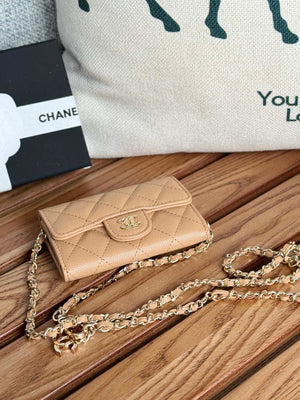 Chanel A81081 Wallet on Chain Shiny Calfskin Apricot - Default Title - View 3