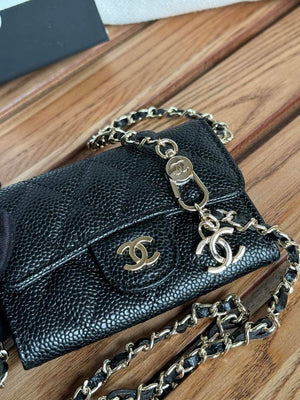 Chanel A81081 Wallet on Chain Shiny Calfskin Black Big ball - Gold - View 6