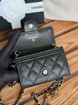 Chanel A81081 Wallet on Chain Shiny Calfskin Black Big ball - Gold - View 7