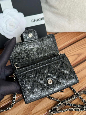 Chanel A81081 Wallet on Chain Shiny Calfskin Black Big ball - Gold - View 16