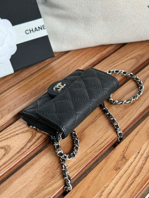 Chanel A81081 Wallet on Chain Shiny Calfskin Black small ball - Gold - View 4