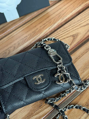 Chanel A81081 Wallet on Chain Shiny Calfskin Black small ball - Gold - View 5
