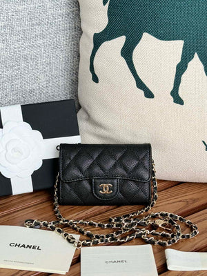 Chanel A81081 Wallet on Chain Shiny Calfskin Black small ball - Gold - View 10