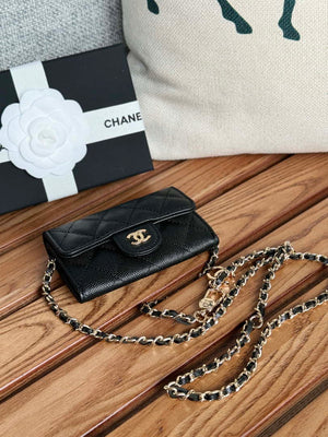 Chanel A81081 Wallet on Chain Shiny Calfskin Black small ball - Gold - View 12
