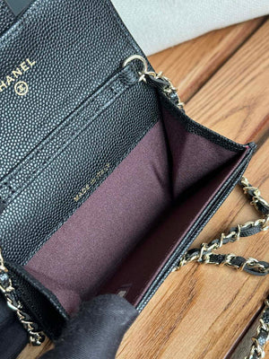 Chanel A81081 Wallet on Chain Shiny Calfskin Black small ball - Gold - View 17