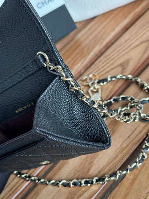 Chanel A81081 Wallet on Chain Shiny Calfskin Black small ball - Gold - View 18