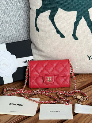 Chanel A81081 Wallet on Chain Shiny Calfskin Red - Default Title - View 1