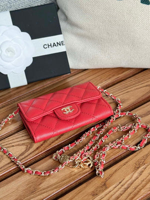 Chanel A81081 Wallet on Chain Shiny Calfskin Red - Default Title - View 3