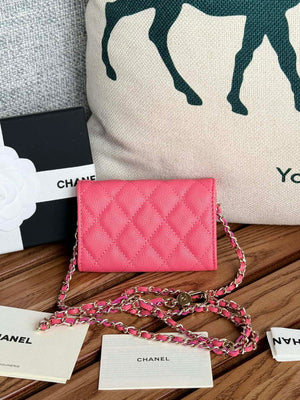 Chanel A81081 Wallet on Chain Shiny Calfskin Rose Red - Default Title - View 2
