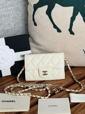 Chanel A81081 Wallet on Chain Shiny Calfskin White - Default Title - View 1