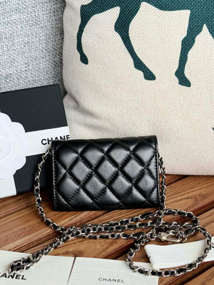 Chanel A81081 Wallet on Chain Shiny Lambskin Black - Gold - View 11