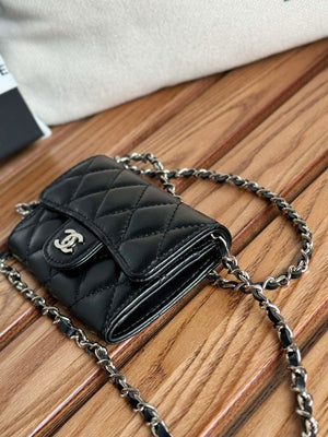 Chanel A81081 Wallet on Chain Shiny Lambskin Black - Gold - View 15