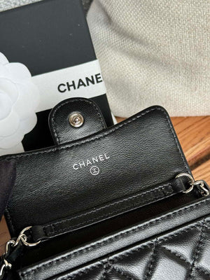 Chanel A81081 Wallet on Chain Shiny Lambskin Black - Gold - View 17