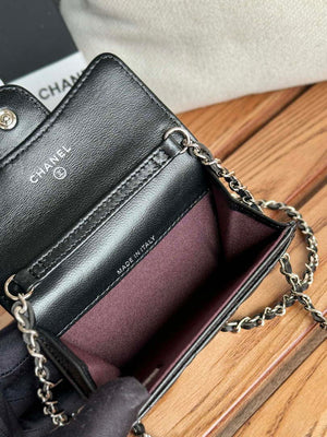 Chanel A81081 Wallet on Chain Shiny Lambskin Black - Gold - View 18