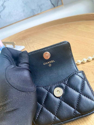 Chanel A81181 22 Spring/Summer Pearl chain belt bag Black - Default Title - View 6