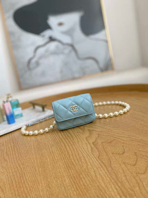 Chanel A81181 22 Spring/Summer Pearl chain belt bag Blue - Default Title - View 1
