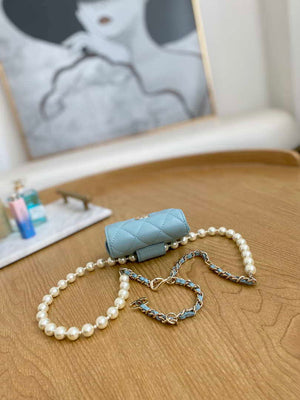 Chanel A81181 22 Spring/Summer Pearl chain belt bag Blue - Default Title - View 5
