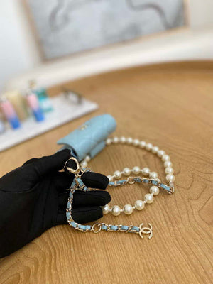 Chanel A81181 22 Spring/Summer Pearl chain belt bag Blue - Default Title - View 9