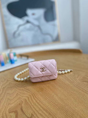 Chanel A81181 22 Spring/Summer Pearl chain belt bag pink - Default Title - View 1