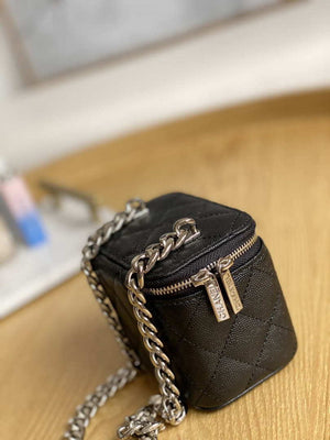Chanel A81193 Mini Vanity with chain Calfskin Sliver Balck - Default Title - View 6
