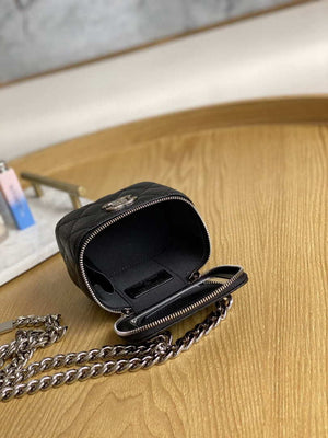 Chanel A81193 Mini Vanity with chain Calfskin Sliver Balck - Default Title - View 9