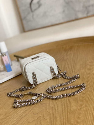 Chanel A81193 Mini Vanity with chain Calfskin Slivery White - Default Title - View 3