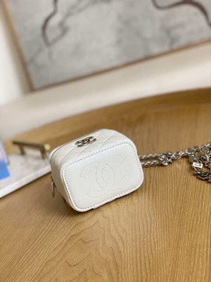 Chanel A81193 Mini Vanity with chain Calfskin Slivery White - Default Title - View 6