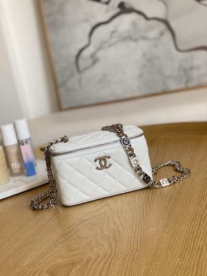 Chanel A81194 Vanity with chain Calfskin Sliver White - Default Title - View 1