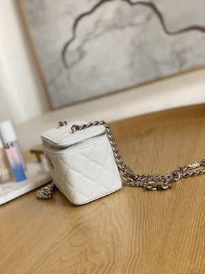Chanel A81194 Vanity with chain Calfskin Sliver White - Default Title - View 7