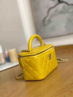 Chanel A81208 Vanity with Chain Lambskin Gold Yellow - Default Title - View 3