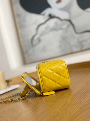 Chanel A81208 Vanity with Chain Lambskin Gold Yellow - Default Title - View 7