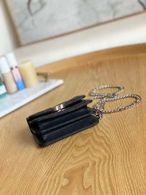 Chanel A81197 Mini Flap Calfskin Enamel & Silver-Tone Metal Black - Default Title - View 6