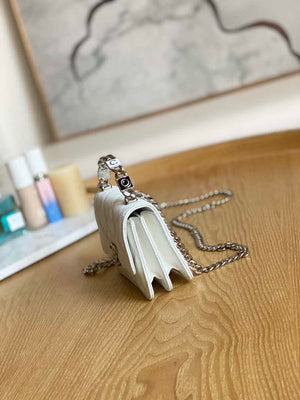 Chanel A81197 Mini Flap Calfskin Enamel & Silver-Tone Metal White - Default Title - View 5