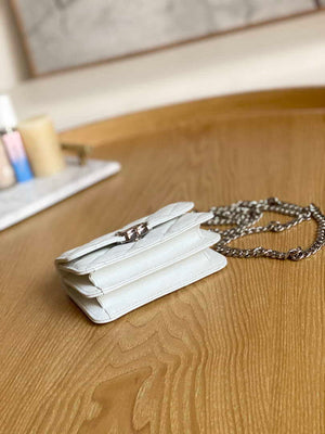 Chanel A81197 Mini Flap Calfskin Enamel & Silver-Tone Metal White - Default Title - View 6