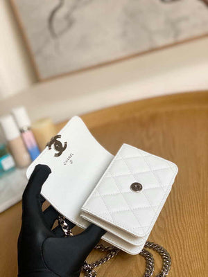 Chanel A81197 Mini Flap Calfskin Enamel & Silver-Tone Metal White - Default Title - View 8