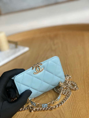 Chanel A81197 Mini Flap Lambskin Enamel & Gold-Tone Metal Light Blue - Default Title - View 4