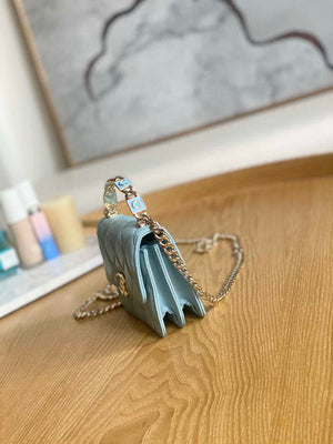 Chanel A81197 Mini Flap Lambskin Enamel & Gold-Tone Metal Light Blue - Default Title - View 5