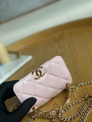 Chanel A81197 Mini Flap Lambskin Enamel & Gold-Tone Metal Pink - Default Title - View 3