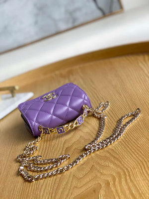 Chanel A81197 Mini Flap Lambskin Enamel & Gold-Tone Metal Purple - Default Title - View 6