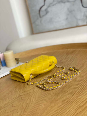Chanel A81207 WOC 19 Chain Wallet Bag Lambskin Yellow Gold - Default Title - View 5