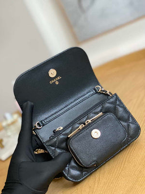 Chanel A81215 Mini messenger bag with Handle Black - Default Title - View 8