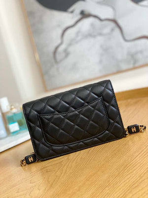 Chanel A81217 Flap Bag Lambskin Onyx Small Square Stewardess Bag Black - Default Title - View 2
