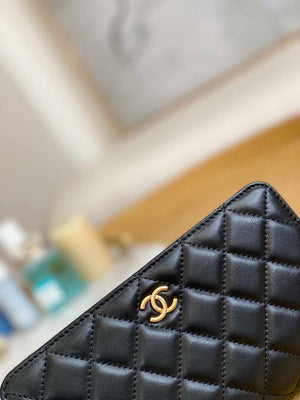 Chanel A81217 Flap Bag Lambskin Onyx Small Square Stewardess Bag Black - Default Title - View 4