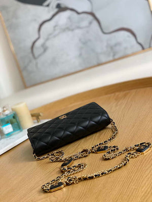 Chanel A81217 Flap Bag Lambskin Onyx Small Square Stewardess Bag Black - Default Title - View 5