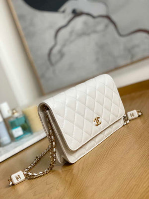 Chanel A81217 Flap Bag Lambskin Onyx Small Square Stewardess Bag White - Default Title - View 3