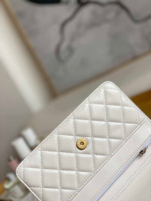 Chanel A81217 Flap Bag Lambskin Onyx Small Square Stewardess Bag White - Default Title - View 7