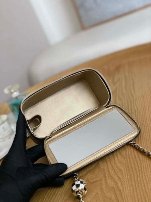 Chanel A81242 Vanity with chain Lambskin Gold football Black - Default Title - View 9
