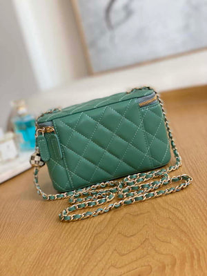 Chanel A81242 Vanity with chain Lambskin Gold football Light Green - Default Title - View 2