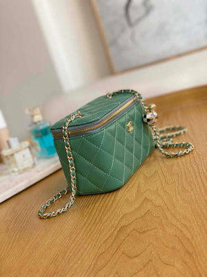 Chanel A81242 Vanity with chain Lambskin Gold football Light Green - Default Title - View 6