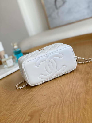 Chanel A81242 Vanity with chain Lambskin Gold football White - Default Title - View 5